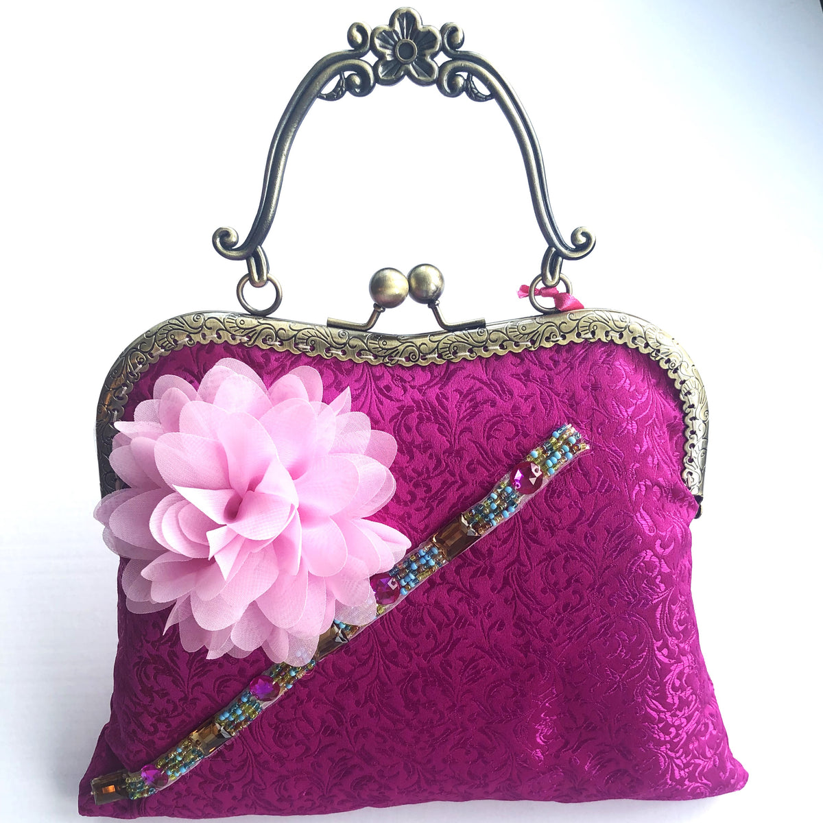 Fuschia Pink Corsage Handbag