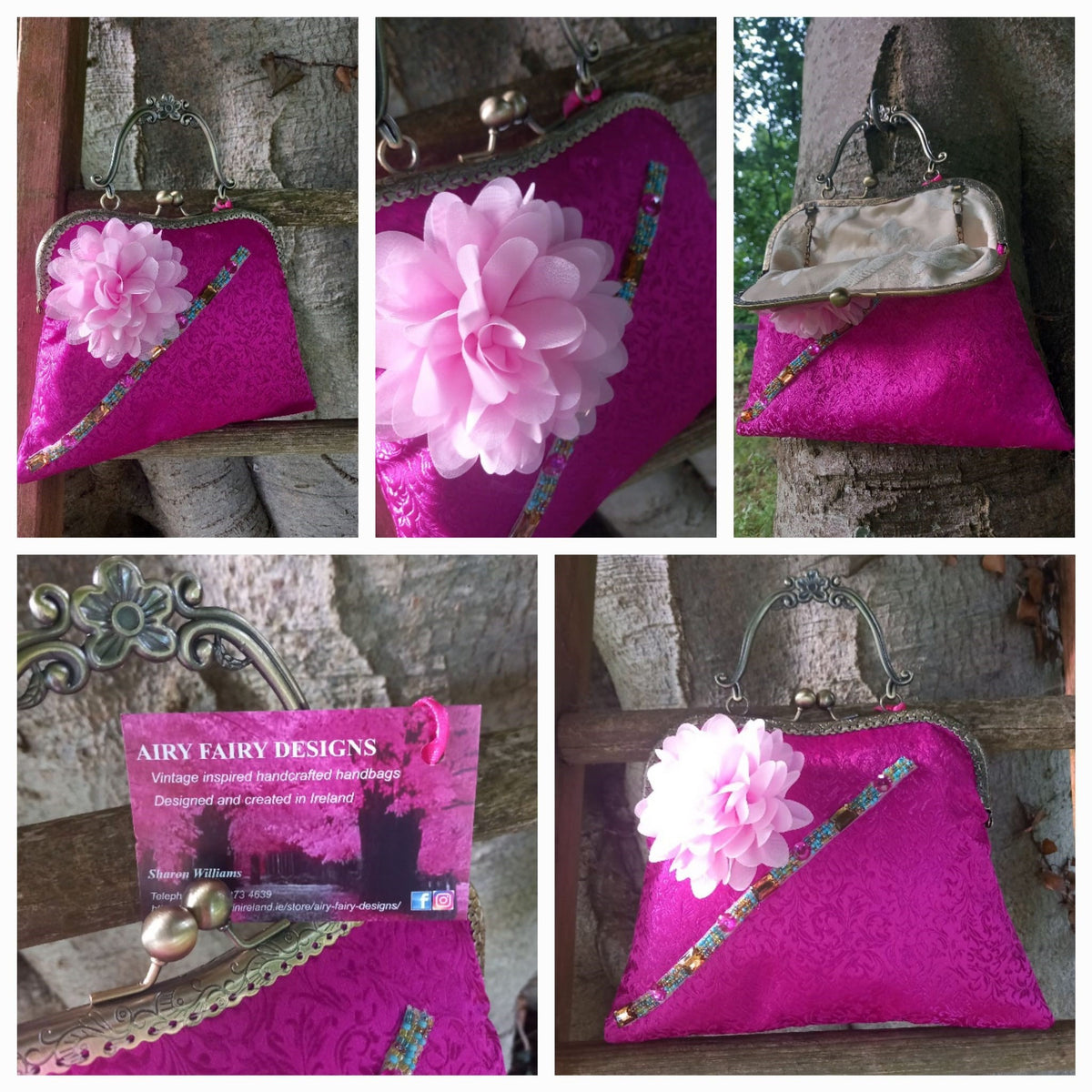 Fuschia Pink Corsage Handbag