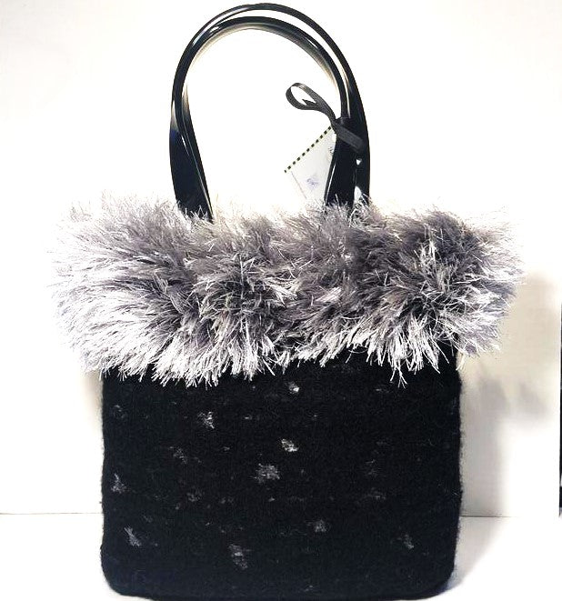 Mia&#39;s &#39;Black &amp; Grey Fur Trim&#39; Bag