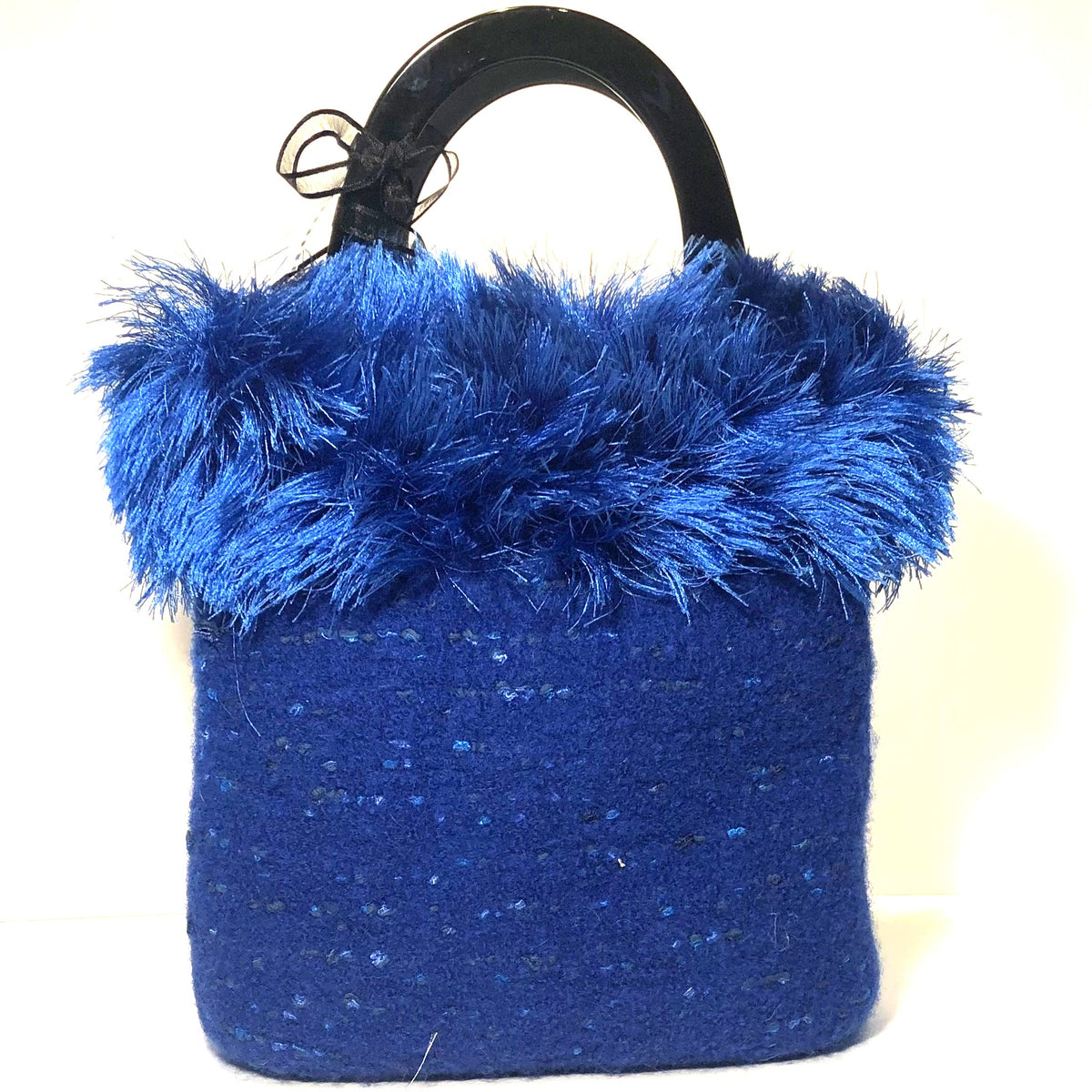 Mia&#39;s &#39;Sapphire Blue  Fur Trim&#39; Bag