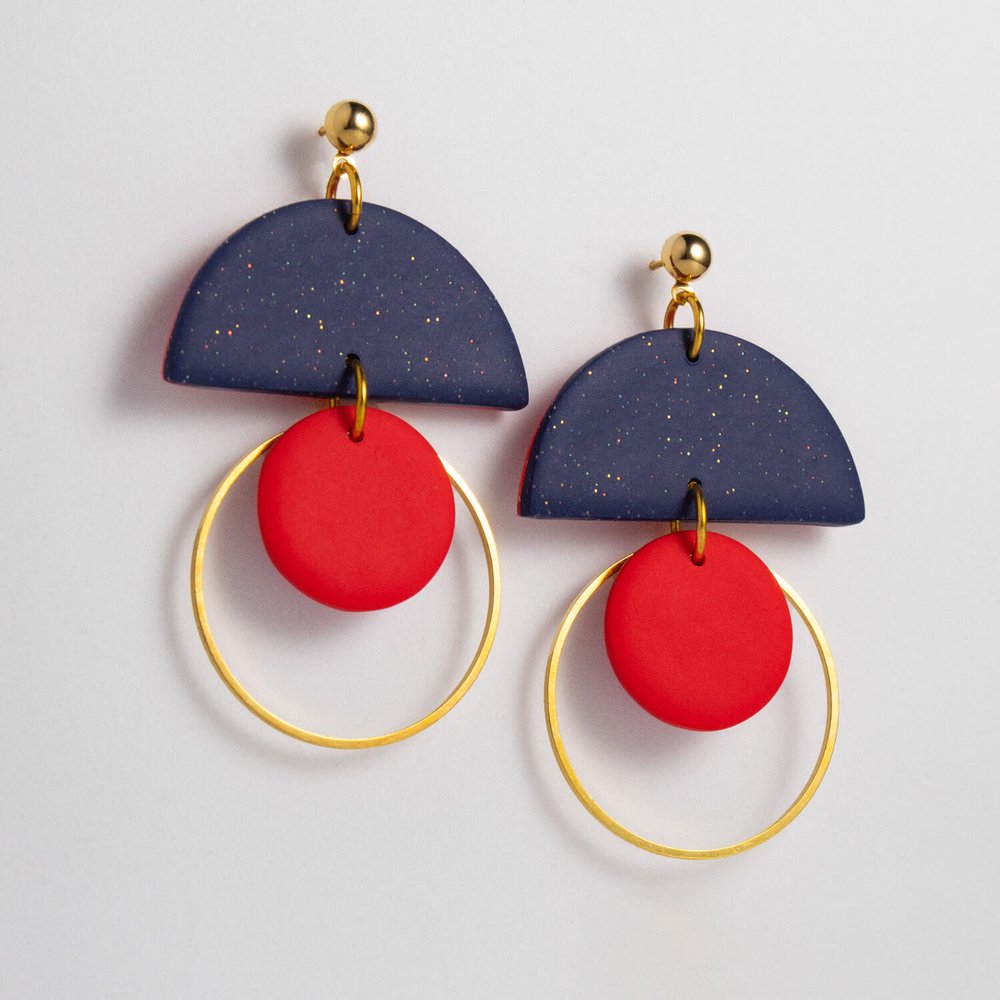 Olivia - Midnight Red Drop Earrings