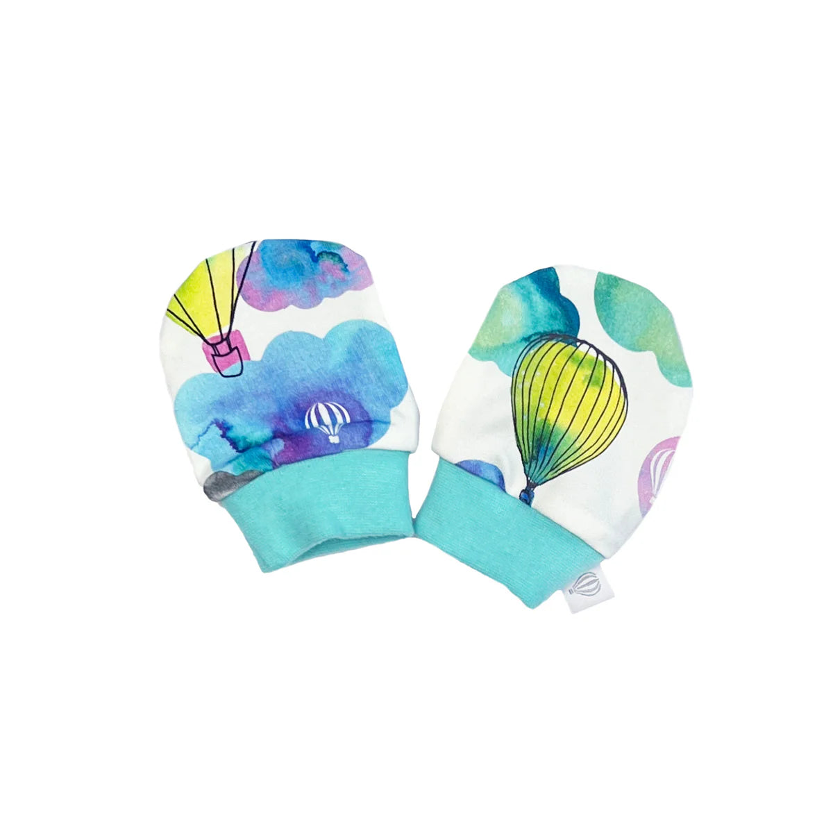 Baby Mittens -Hot Air Balloon - Aqua