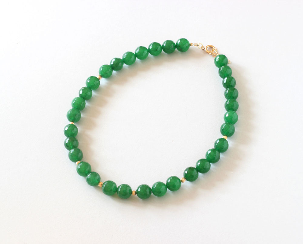 Green Agate Necklace (Gold)