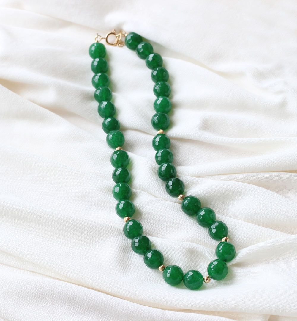 Green Agate Necklace (Gold)