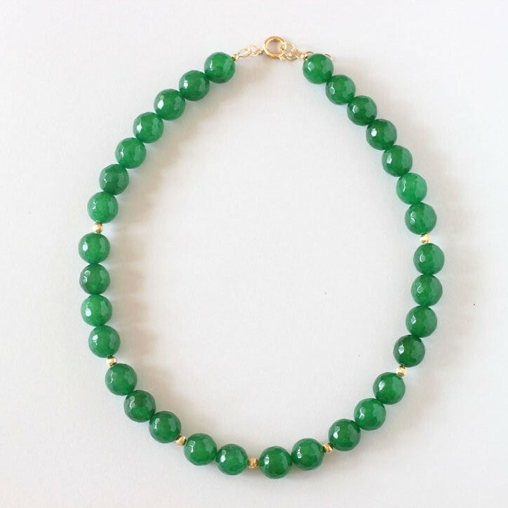 Green Agate Necklace (Gold)