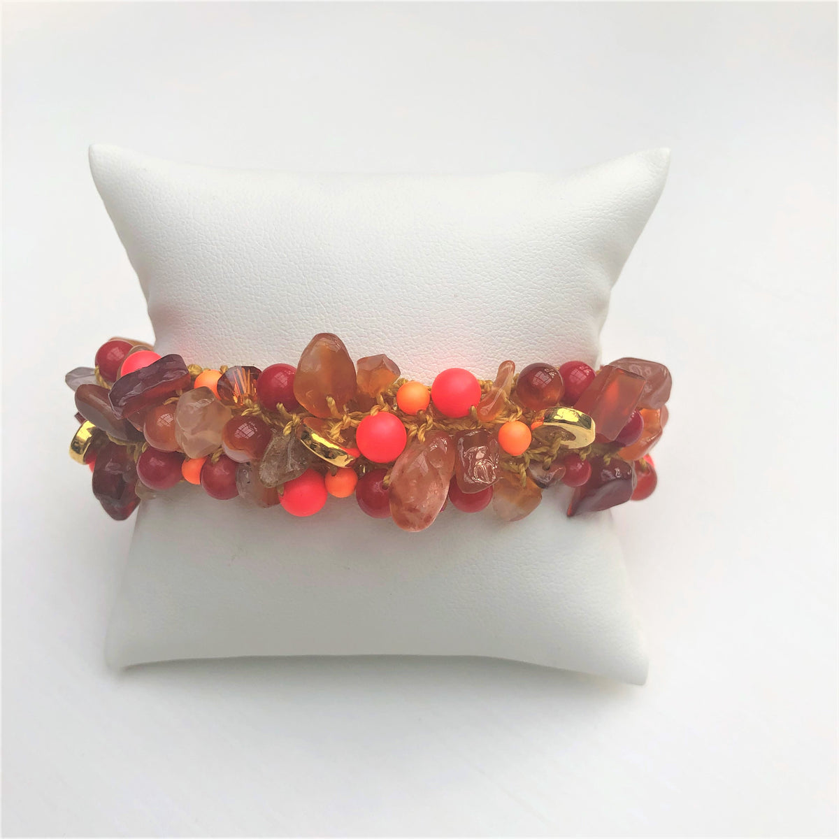 Rubyhues Handknitted Gemstone Bracelet &#39;Autumn&#39;