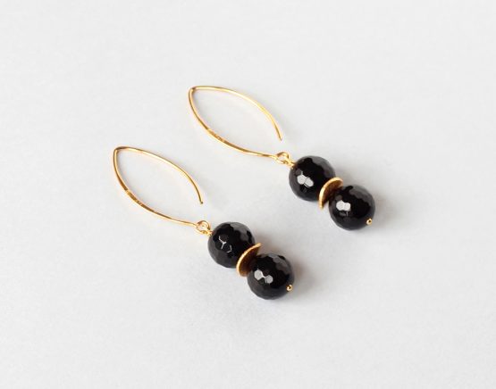 Black Onyx  Drop Earrings (Gold)