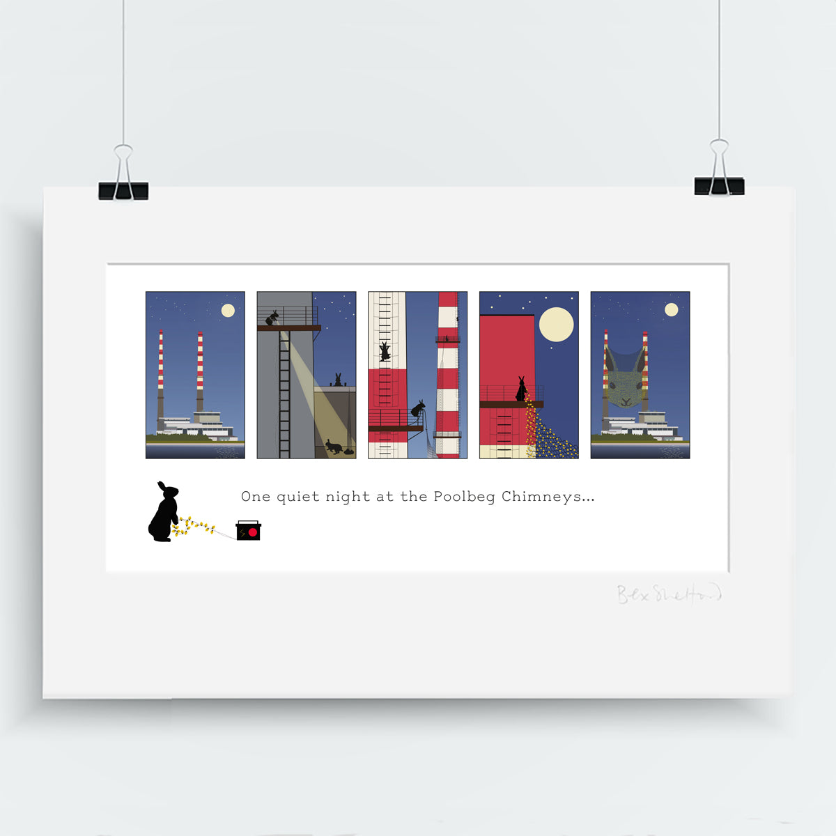 &#39;One Quiet Night at The Poolbeg Chimneys, Dublin&#39;  Print