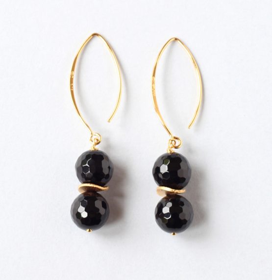 Black Onyx  Drop Earrings (Gold)