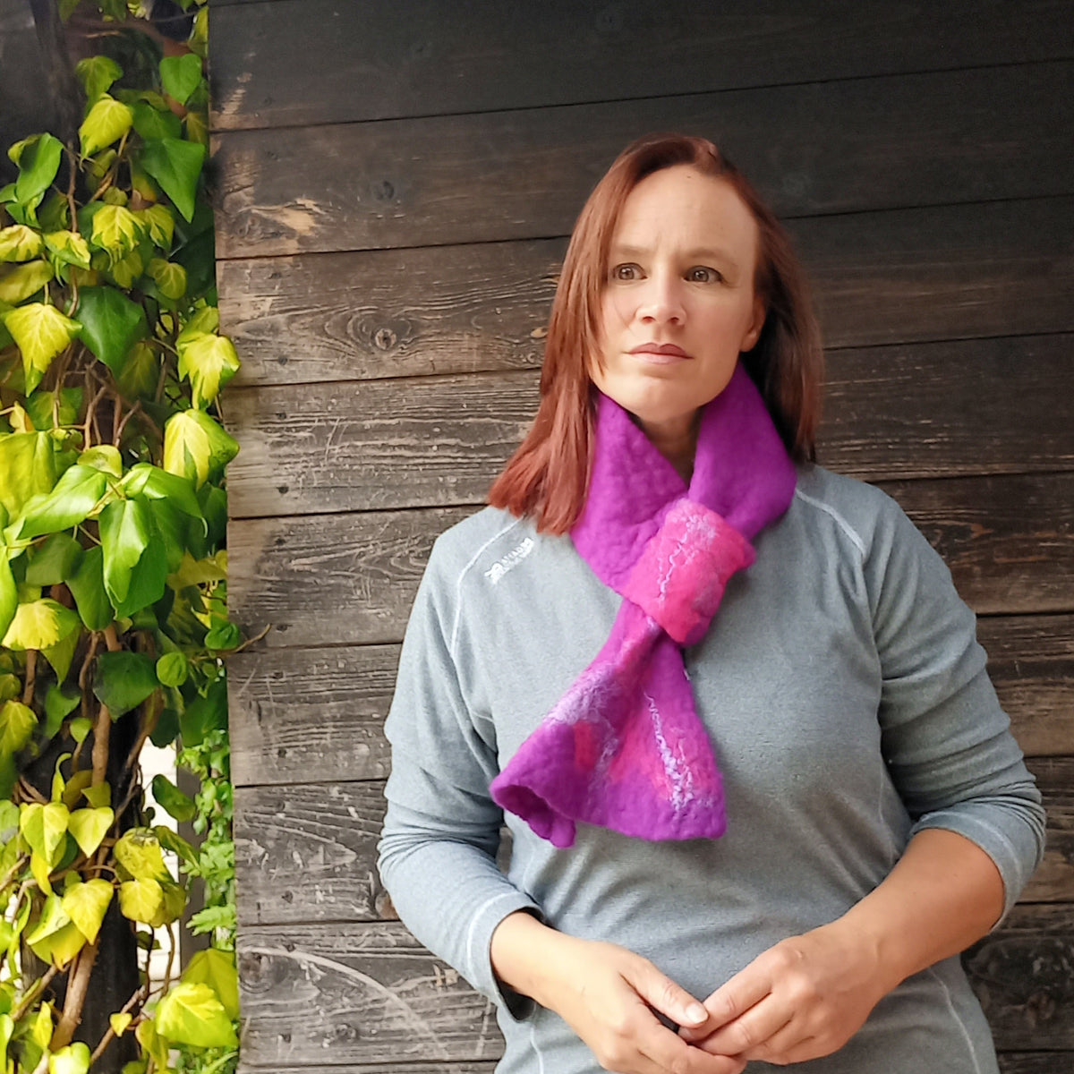 Felted Minard  Neckwrap -Purple/Hot Pink